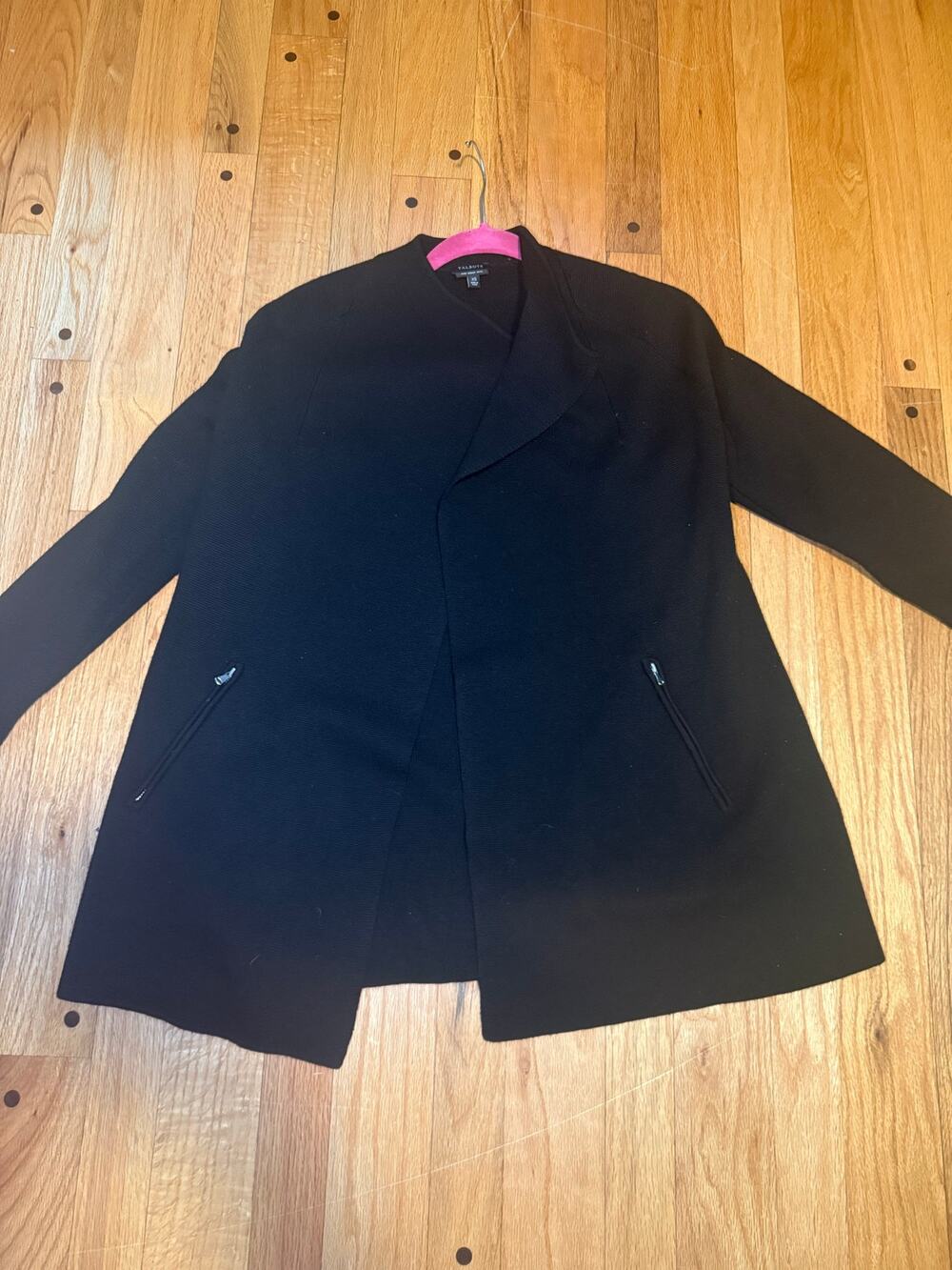 Talbots Pure Merino Wool Cardigan Jacket Women XS Blk Long Open Front